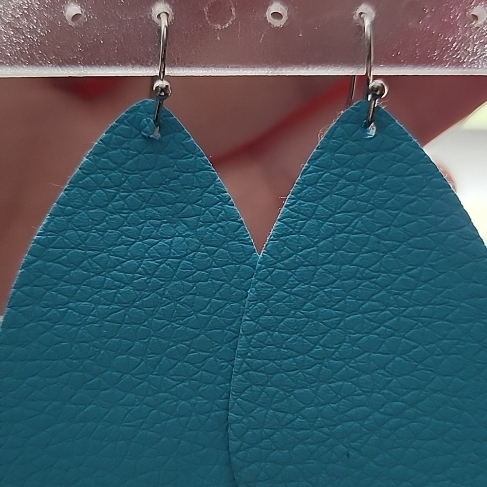 Handmade  Blue Teardrop Earrings - Picture 2 of 4